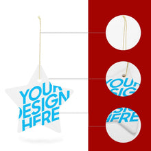 Charger l'image dans la galerie, Décoration / ornement de Noël en forme d'étoile exquis céramique personnalisé avec photo image motif texte logo