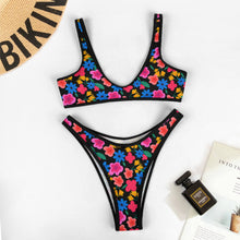 Charger l'image dans la galerie, Maillot de bain bikini triangle 2 pièces femme S99D54 personnalisé avec photo texte (conception une image)
