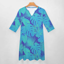 Charger l'image dans la galerie, Robe col v manche 3/4 femme BNQ personnalisée avec photo motif logo texte (impression d'image unique)