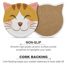 Charger l'image dans la galerie, Dessous de verre en céramique / Sous-verres en forme de chat 4/6 pièces personnalisé avec photo logo texte motif