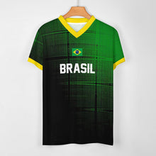 Charger l'image dans la galerie, Tee shirt maillot de football respirant à manches courtes et col en V pour hommes 3Z06 personnalisée avec photo texte motif logo (impression complète multi-images)