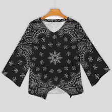 Charger l'image dans la galerie, Chemisier chemise en mousseline de soie ample à manches longues pour femme personnalisé avec photo logo motif texte (multi-image pleine impression)