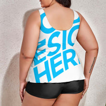Charger l'image dans la galerie, Maillot de bain tankini fendu chic grande taille femme QZ6065 personnalisé avec motif photo logo texte