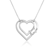 Charger l'image dans la galerie, Collier Coeur Double en argent sterling X0092 gravure personnalisé avec prénom texte