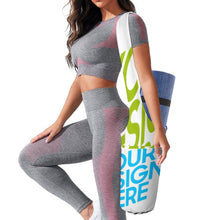 Charger l'image dans la galerie, Sac de rangement pour tapis de yoga en toile pliable personnalisé avec photo texte prénom (conception multi-images)