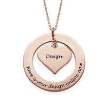 Charger l'image dans la galerie, Collier avec anneau coeur en argent 925 pour femme mère X0052 gravure personnalisé avec prénom texte