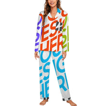 Charger l'image dans la galerie, Ensembles de pyjama classiques à manches longues pour femmes personnalisée avec prénom motif texte (conception multi-images)