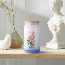 Charger l'image dans la galerie, Gobelet en verre dépoli avec couvercle personnalisé avec photo logo texte motif