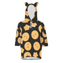 Charger l'image dans la galerie, Hoodie Sweat Pull à capuche à manches 3/4 femmes personnalisé avec photo logo texte motif (impression des multi-images)