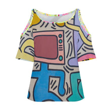 Charger l'image dans la galerie, Impression des multi-images T-shirt épaules dénudées Grande taille pour femme AVT personnalisé avec photo logo texte motif