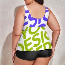 Charger l'image dans la galerie, Maillot de bain tankini grande taille fendu deux pièces femme QZ6065 personnalisé avec photo motif logo texte