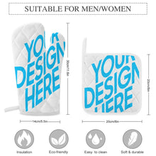 Charger l'image dans la galerie, Ensemble de mitaine de four et de porte-pot (trois pièces) personnalisé avec prénom motif logo texte photo