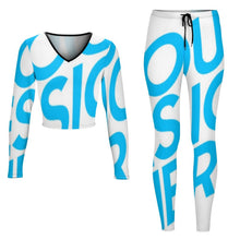 Charger l'image dans la galerie, Ensemble tenue sport fitness sweat-shirt à col en V personnalisé avec photo et texte (impression d'image unique)