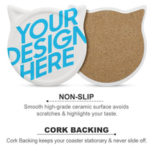 Charger l'image dans la galerie, Dessous de verre en céramique / Sous-verres en forme de chat 4/6 pièces personnalisé avec photo logo texte motif