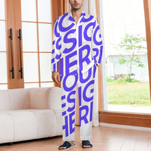 Charger l'image dans la galerie, Ensemble pyjama 2 pièces homme manches longues imitation coton personnalisé avec photo motif texte (conception une image)
