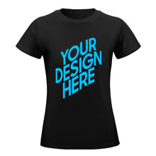 Charger l'image dans la galerie, T-shirt tee shirt coton à manches courtes en col rond femme imprimé sur le devant personnalisé avec photo logo motif texte