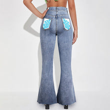 Charger l'image dans la galerie, Jean extensible évasé MC603 Personnalisé de poche avec texte et image (Image unique)