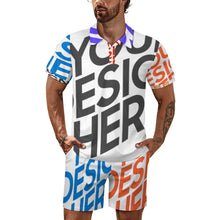 Charger l'image dans la galerie, Ensemble polo manches courtes et short homme A46TZ personnalisée avec prénom motif texte (conception multi-images)