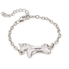 Charger l'image dans la galerie, Bracelet licorne pour fille S0040 gravure personnalisé avec prénom texte