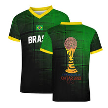 Charger l'image dans la galerie, Tee shirt maillot de football respirant à manches courtes et col en V pour hommes 3Z06 personnalisée avec photo texte motif logo (impression complète multi-images)