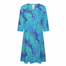 Charger l'image dans la galerie, Robe col v manche 3/4 femme BNQ personnalisée avec photo motif logo texte (impression d'image unique)