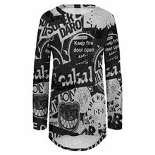 Charger l'image dans la galerie, Impression d’image unique T-shirt tricot gris long col rond manches longues pour femme BL personnalisé avec photo logo texte motif