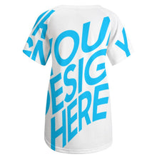 Charger l'image dans la galerie, Robe t-shirt longue à col rond pour femmes AQT à impression d'image unique Personnaliser avec le logo de texte de motif de photos