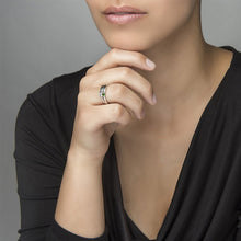 Charger l'image dans la galerie, Bague double en argent sterling 925 pour femme avec zircon cubique J0011 gravée avec lettres nom texte