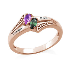 Charger l'image dans la galerie, Bague "Birthstone" en argent sterling 925 femme gravé personnalisée avec prénom texte