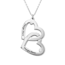 Charger l'image dans la galerie, Collier Coeur en Coeur avec diamants pour femme couple X0066 gravure personnalisé avec prénom texte