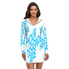Charger l'image dans la galerie, Robe à capuche sportive robe pull longue QZ6056 pour femme personnalisée avec motif photo logo texte (impression d'image unique)