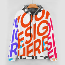 Charger l'image dans la galerie, Sweatshirt à capuche en polaire entièrement zippé pour hommes WZIP personnalisée avec prénom motif texte (conception multi-images)