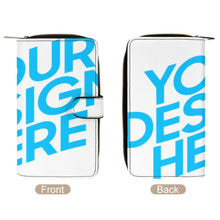 Charger l'image dans la galerie, Portefeuille à deux volets en cuir pour femmes et hommes personnalisé avec photo texte prénom