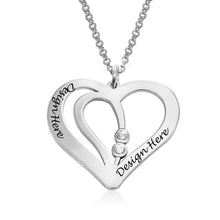Charger l'image dans la galerie, Collier Coeur Entrelacé avec zircon cubique X0075 pour femme en argent sterling 925 gravure personnalisé avec nom texte