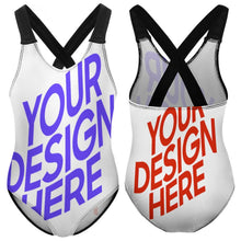 Charger l'image dans la galerie, Maillot de bain mode fille NT018 personnalisé avec photo texte motif (conception multi-images)