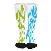 Charger l'image dans la galerie, Chaussettes longues femme / homme (orteils et talons noirs) personnalisée avec prénom motif texte (conception multi-images)