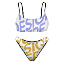 Charger l'image dans la galerie, Maillot de bain bikini bustier ensemble 2 pièces femme personnalisé avec photo logo texte (conception multi-images)