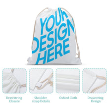 Charger l'image dans la galerie, Sac à dos en toile avec cordon de serrage (imprimer des images différentes des deux côtés) personnalisé avec photos texte motif