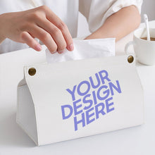 Charger l'image dans la galerie, Boite à mouchoir en cuir PU / porte mouchoir personnalisé avec photo texte motif logo