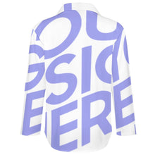 Charger l'image dans la galerie, Chemise à manches longues ourlet irrégulier pour femme AY008 personnalisé avec photo texte logo (image unique impression complète)
