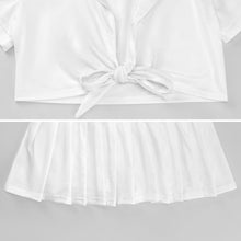 Charger l'image dans la galerie, Tenue uniforme costume de pom pom girl crop top et jupe pour femme 2 pièces personnalisé avec photo logo texte motif (impression d'image unique)