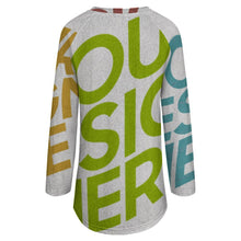 Charger l'image dans la galerie, Impression des multi-images T-shirt tricot gris long col rond manches longues pour femme BL personnalisé avec photo logo texte motif