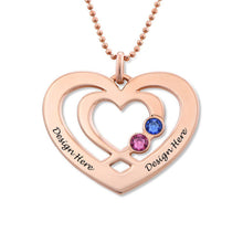 Charger l'image dans la galerie, Collier Coeur argent sterling 925 avec gemme pour femme X0087 gravure personnalisé avec nom du texte
