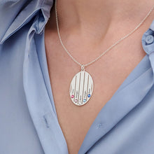 Charger l'image dans la galerie, Collier pendentif ovale avec pierres de naissance en argent sterling 925 / cuivre pour femme X0078 gravure personnalisé avec prénom