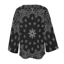 Charger l'image dans la galerie, Chemisier chemise en mousseline de soie ample à manches longues pour femme personnalisé avec photo logo motif texte (multi-image pleine impression)