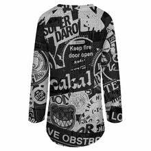 Charger l'image dans la galerie, Impression d’image unique T-shirt tricot gris long col rond manches longues pour femme BL personnalisé avec photo logo texte motif