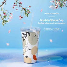 Charger l'image dans la galerie, Gobelet avec paille plastique double couche personnalisé avec photo logo motif texte