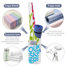 Charger l'image dans la galerie, Sac de rangement pour tapis de yoga en toile pliable personnalisé avec photo texte prénom (conception multi-images)