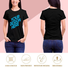 Charger l'image dans la galerie, T-shirt tee shirt coton à manches courtes en col rond femme imprimé sur le devant personnalisé avec photo logo motif texte