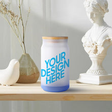 Charger l'image dans la galerie, Gobelet en verre dépoli avec couvercle personnalisé avec photo logo texte motif